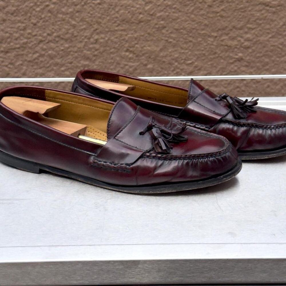 Cole Haan Burgundy/Maroon Leather Loafers with Tassel - Size 14D